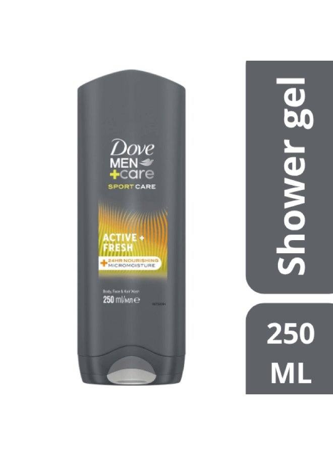 دوف غسول الوجه والجسم للشعر 3 في 1 من دوف للرجال أكتيف فريش سبورت كير 250 مل - Image 1